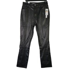 TINSELTOWN Juniors Size 7 Hi Rise The Mom Jean Black‎ Faux Leather Pants Grunge